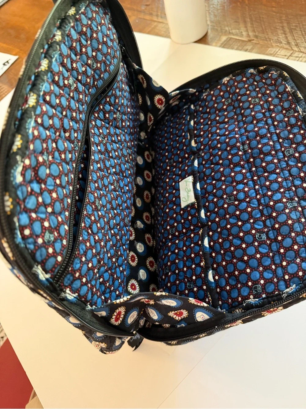 🦉Vera Bradley Night Owl Quilted Multi Compartment Satchel Handbag Retired
